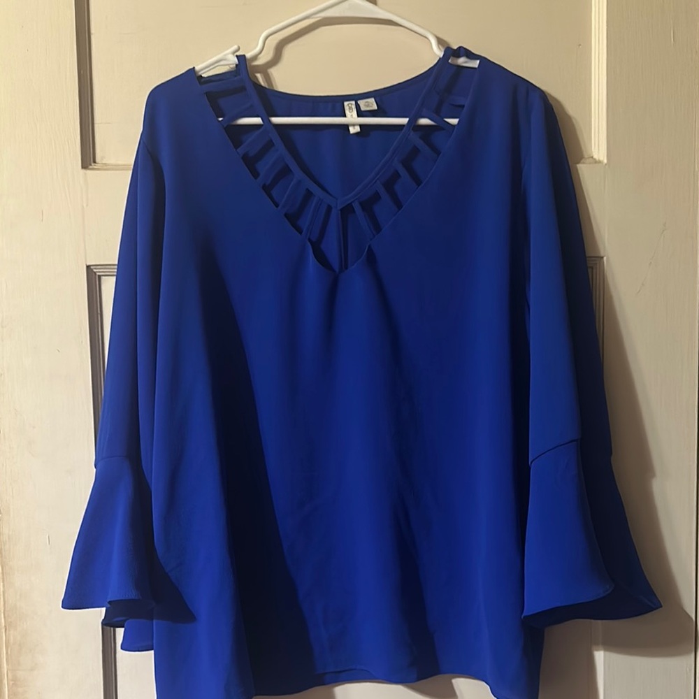 Cato Royal Blue Blouse with Flared Sleeves